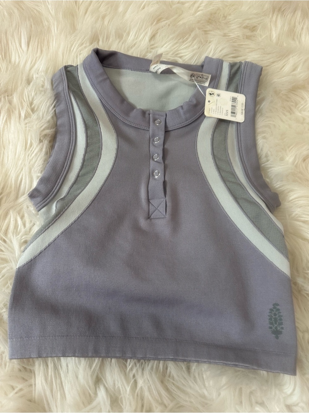 FP Movement by Free People Lavender Sleeveless Snap-Front Crop Top